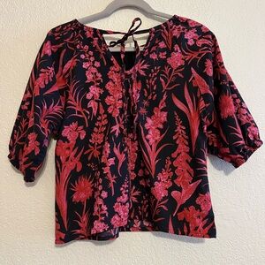 Victoria Dunn Black and Pink Floral Blouse